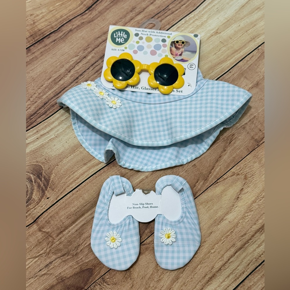 NEW! Little Me Sun Hat, Glasses, & Shoe Set